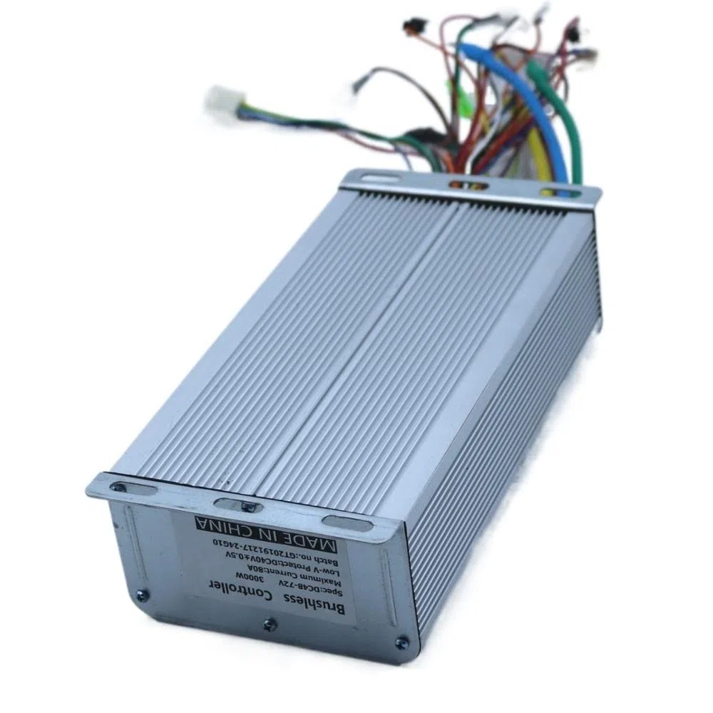 Controlador de Scooter Eléctrico,Controlador de Bi 48-72V 3000W 80A MAX Controlador de Motor BLDC, Controlador de Velocidad sin escobillas EV, Sensor y sin Sensor