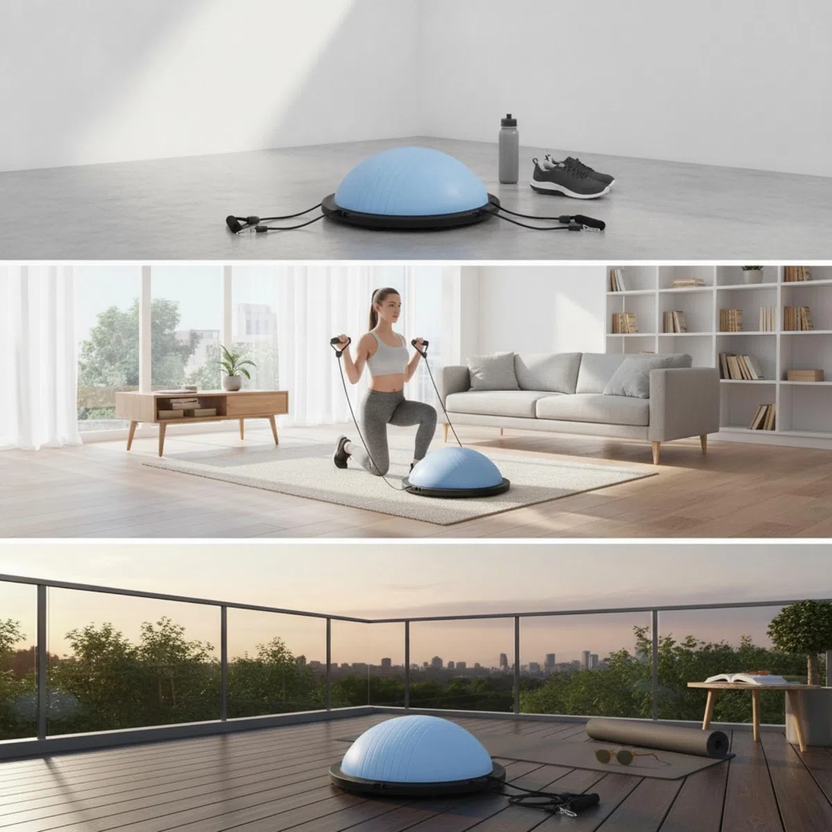 Qianly Entrenador Equilibrio Plegable Resistente Media Bola Equilibrio para portistas, Principiantes