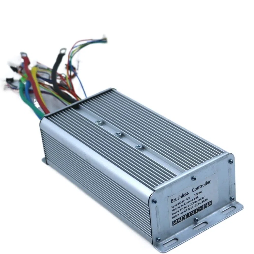 Controlador de Scooter Eléctrico,Controlador de Bi 48-72V 3000W 80A MAX Controlador de Motor BLDC, Controlador de Velocidad sin escobillas EV, Sensor y sin Sensor