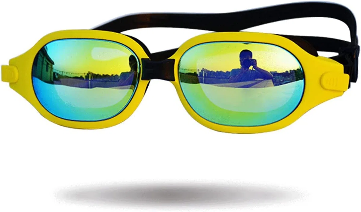 Gafas de natación for Hombres y Mujeres Adultos, Gafas de natación galvanizadas HD con Anillo de Espejo de Silicona y Diadema Ajustable, for natación al Aire Libre, Surf(Yellow)