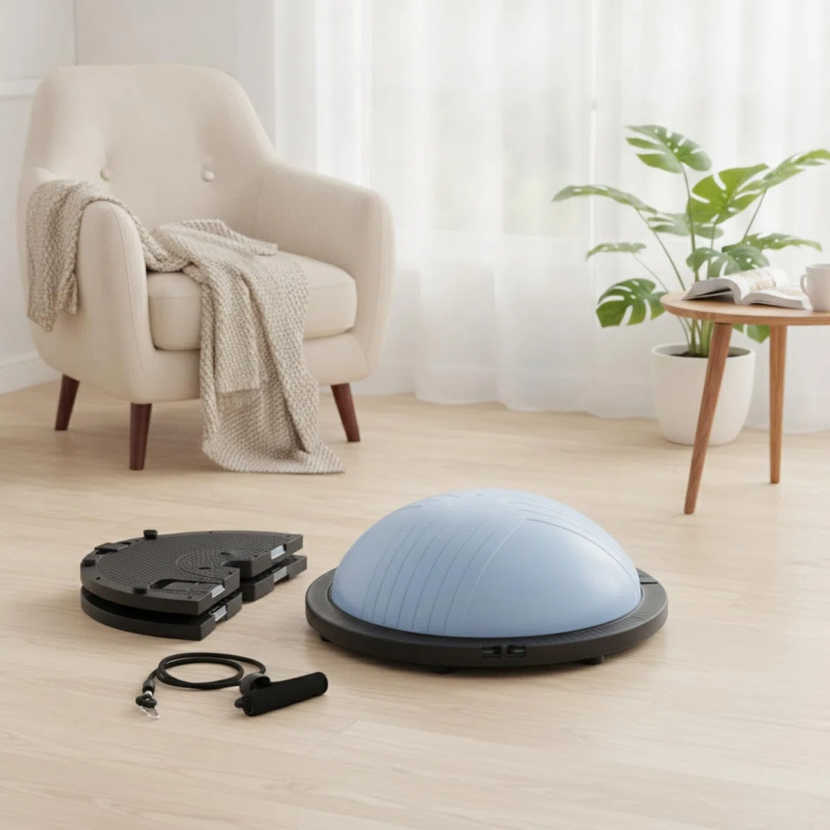 Qianly Entrenador Equilibrio Plegable Resistente Media Bola Equilibrio para portistas, Principiantes