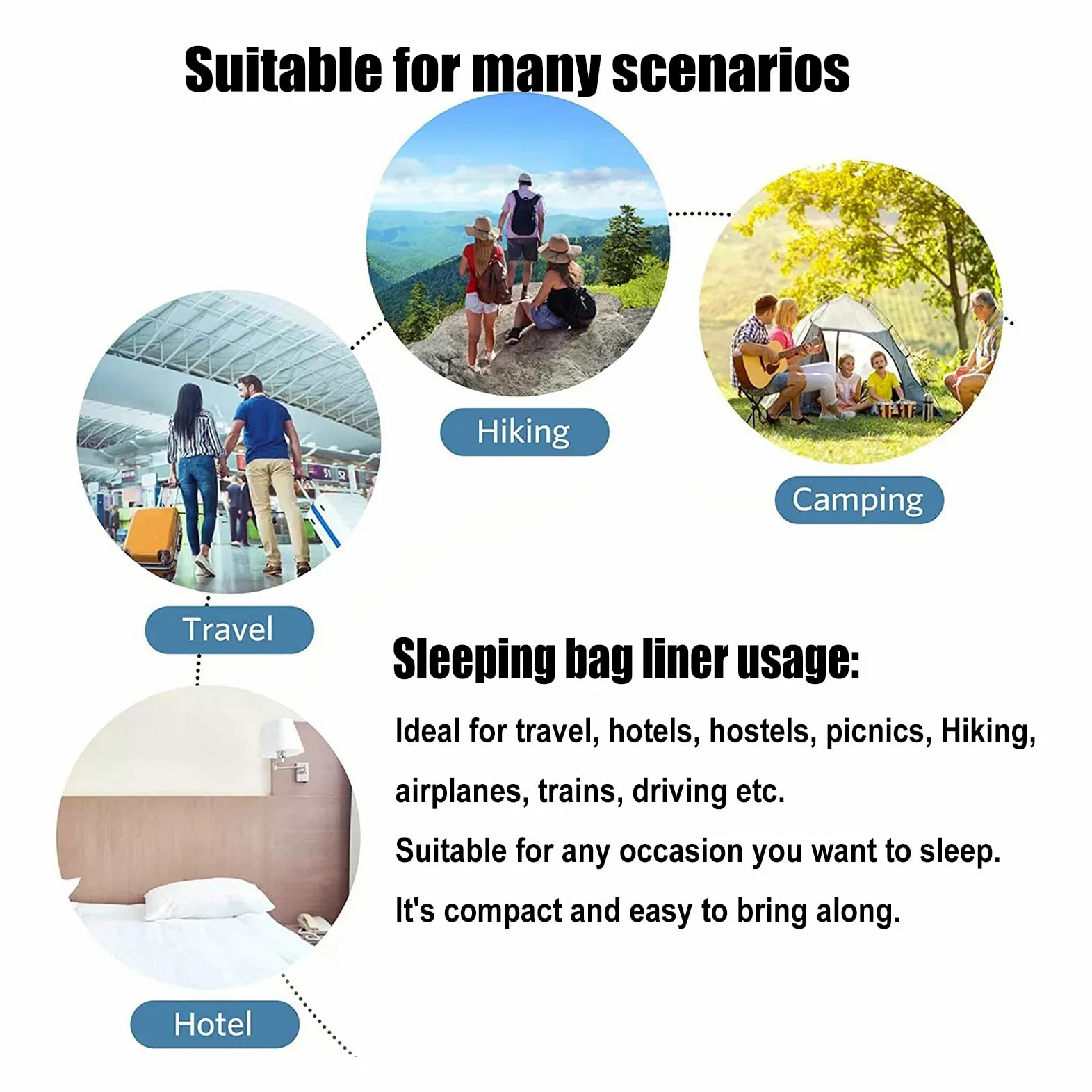 Sábanas para Sacos de Dormir Saco De Dormir De Viaje Portátil, Sábanas De Saco De Dormir De Algodón, Sábanas De Camping Compactas, Sábanas De Hotel De Viaje con Cremallera, Ligeras Y Transpirables